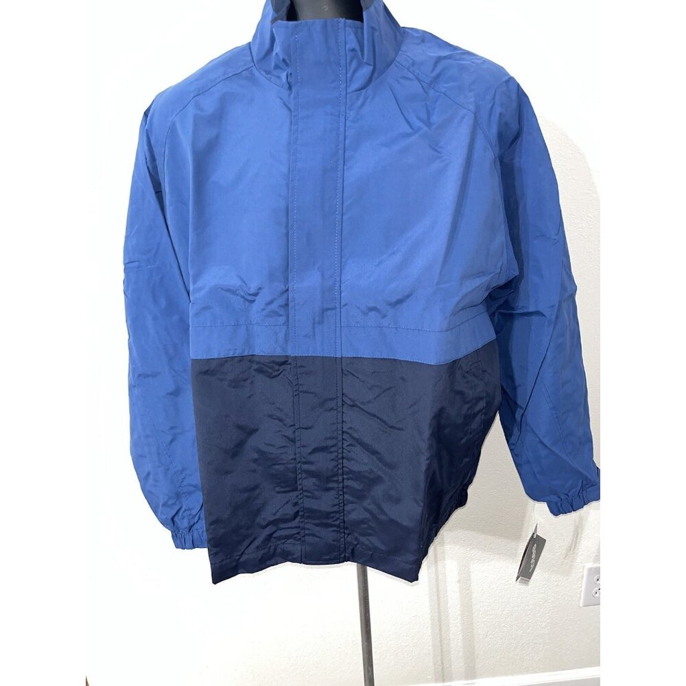Totes Blue Black Wind Breaker Rain Jacket Mens XL Front Zip New
